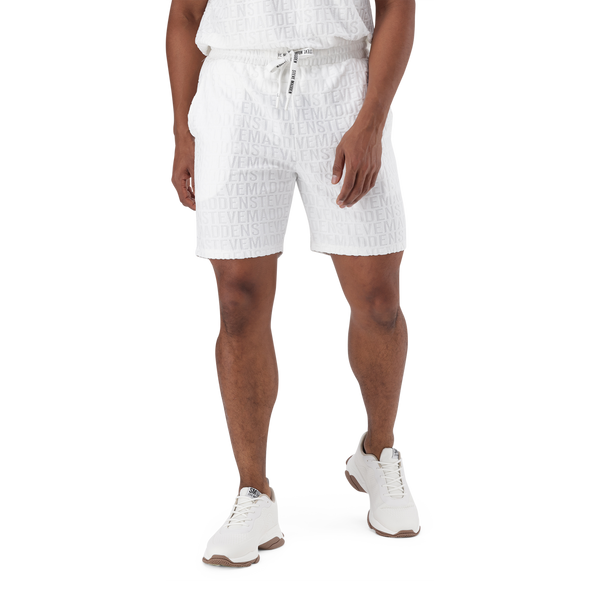 ASHTON OFF WHITE EMBOSSED JOGGER SHORTS