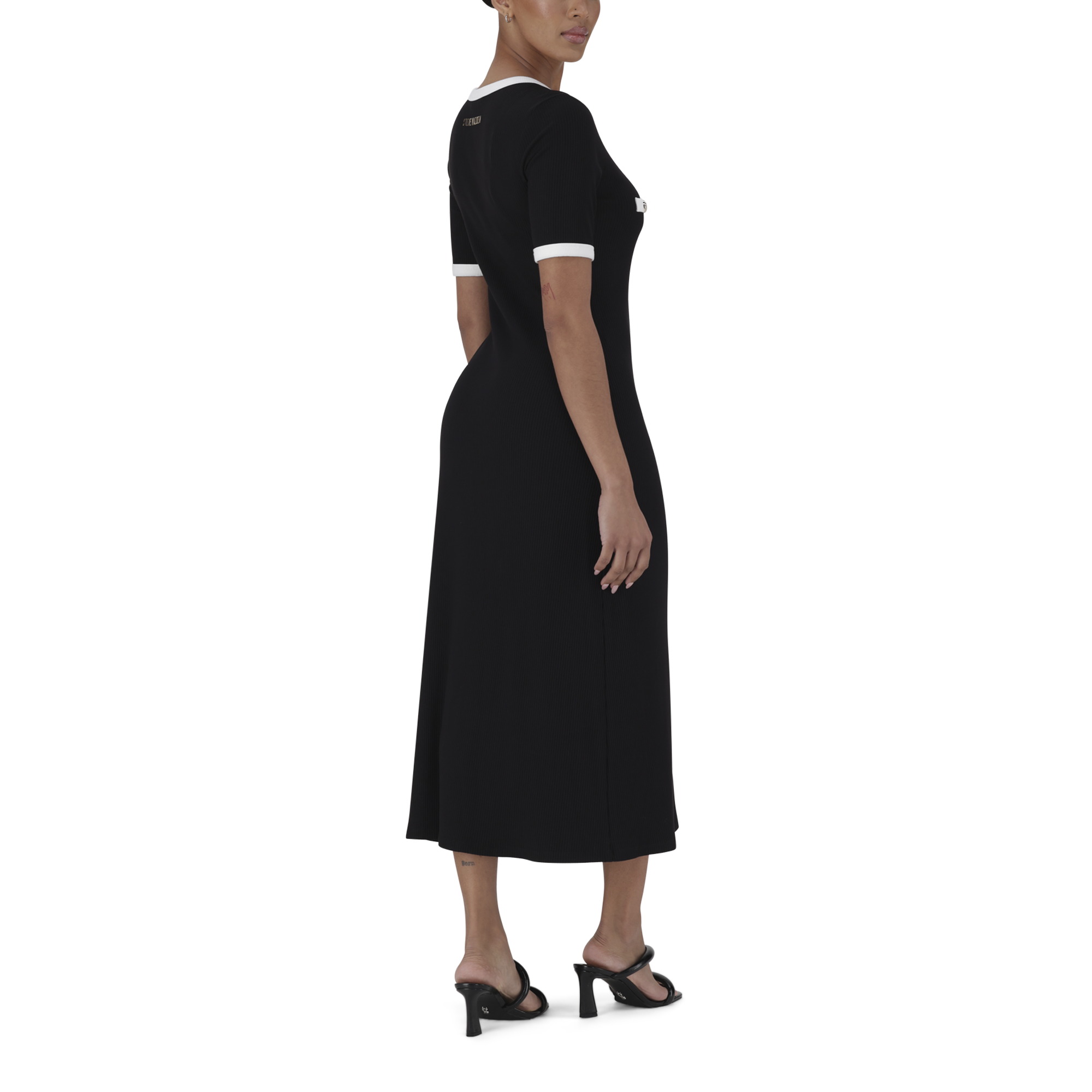 CLAUDIA BLACK MIDI DRESS WITH POPPERS