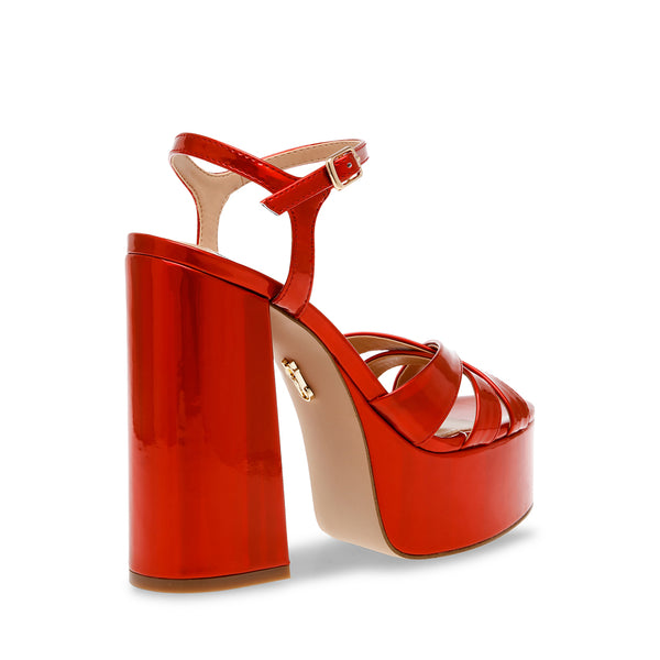 Red best sale sandals platform