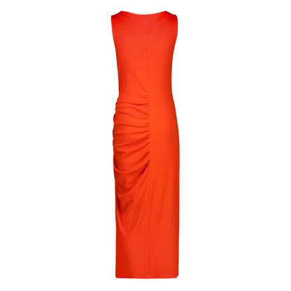 MYLAH TANGERINE BODYCON MIDI DRESS WITH POPPERS