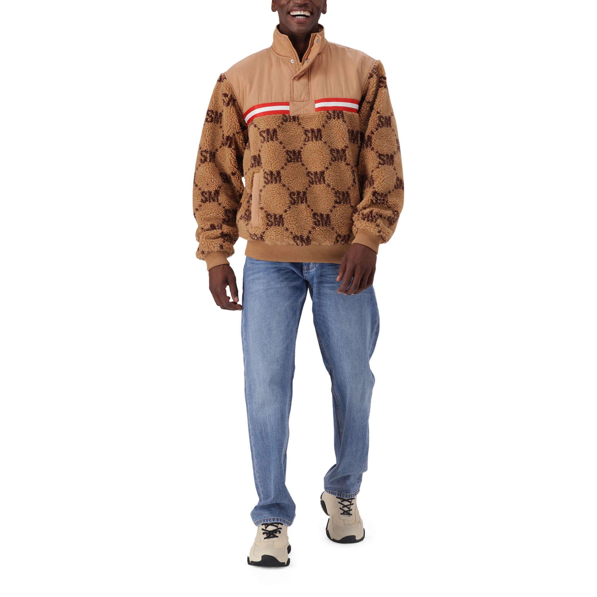 JESSE CAMEL TEDDY FLEECE COLLARED SWEAT
