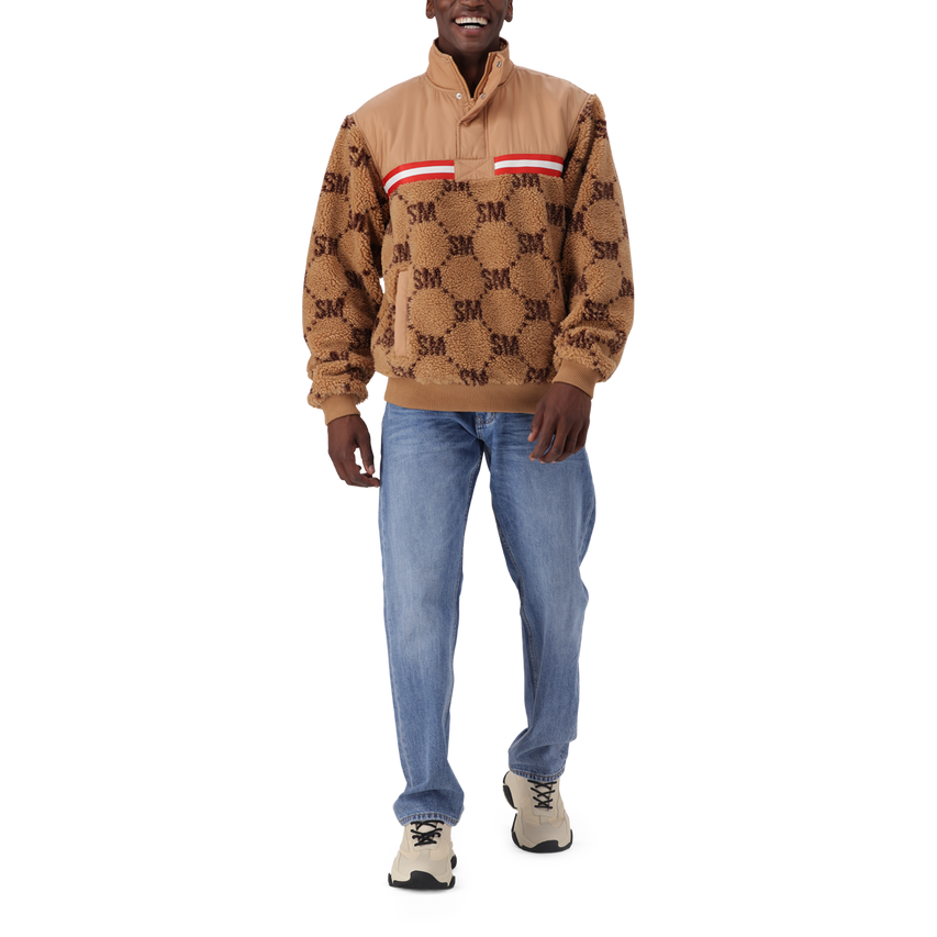 JESSE CAMEL TEDDY FLEECE COLLARED SWEAT