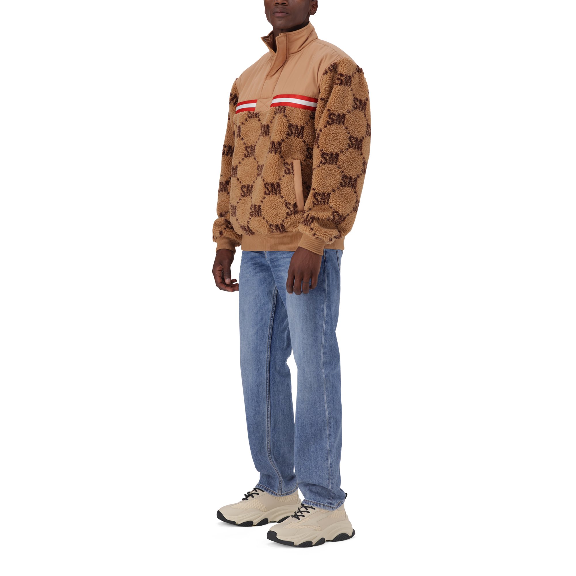 JESSE CAMEL TEDDY FLEECE COLLARED SWEAT