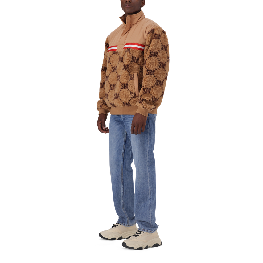 JESSE CAMEL TEDDY FLEECE COLLARED SWEAT