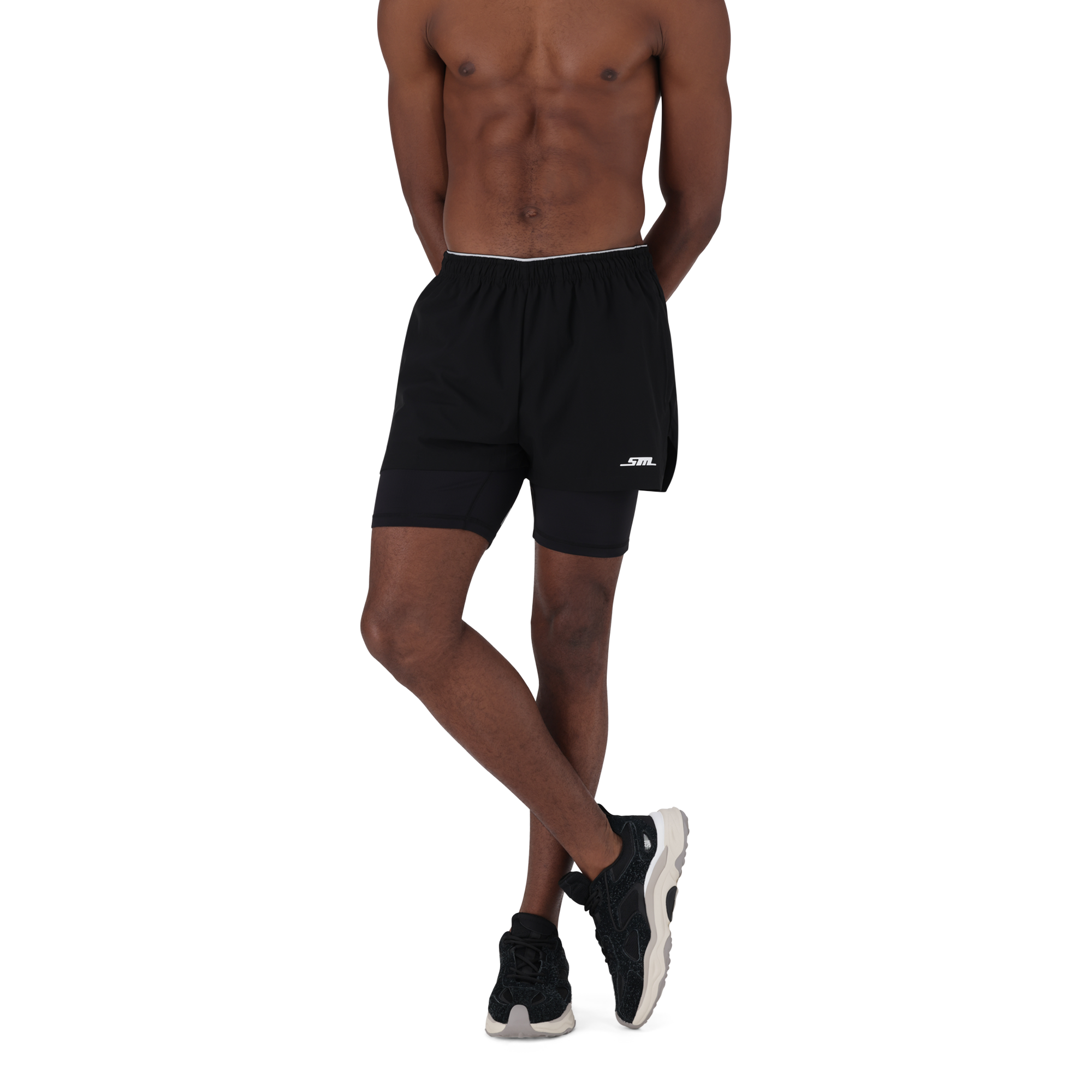 AMOS BLACK 2-IN-1 ACTIVE SHORTS