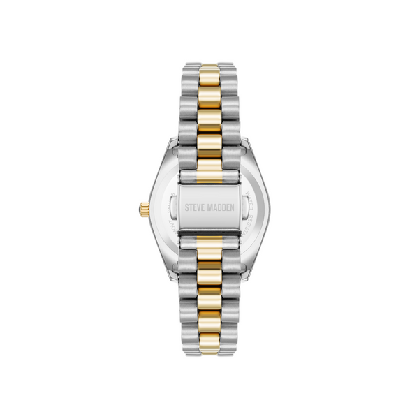 RHINESTONE-ACCENTED WATCH SILVER GOLD ROSE