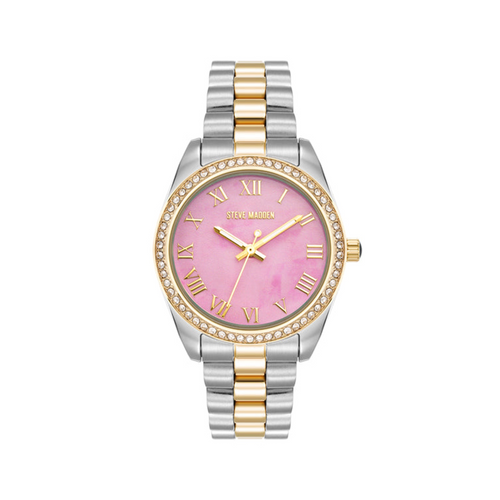 RHINESTONE-ACCENTED WATCH SILVER GOLD ROSE IMAGE