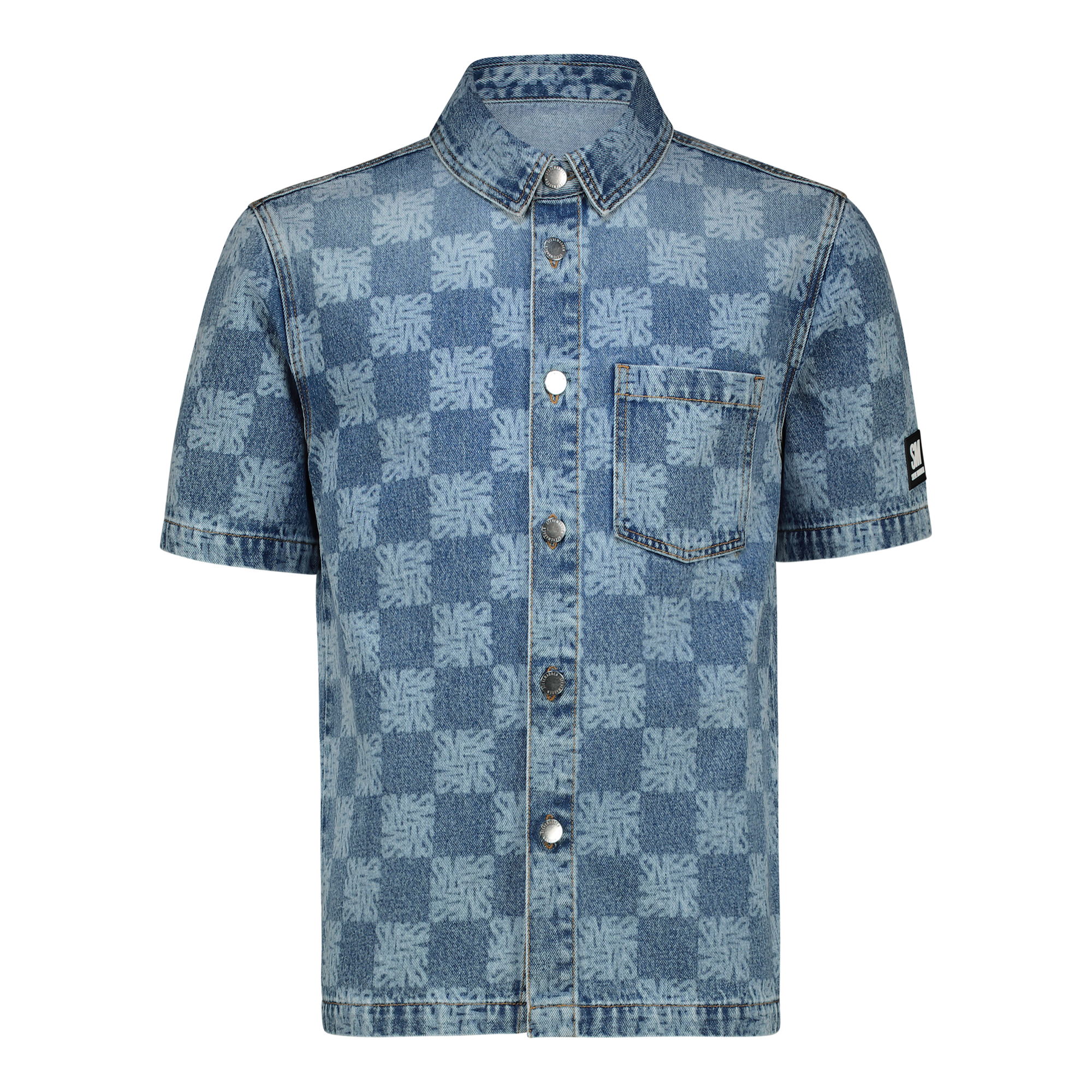 NICO MID BLUE PRINTED DENIM SHIRT