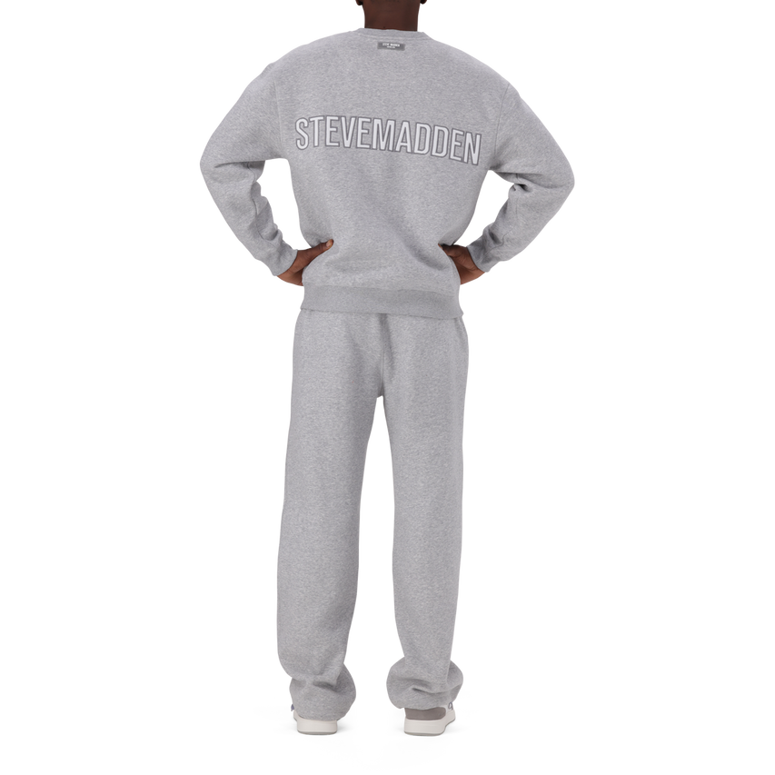 CAMDEN GREY MELANGE OVERSIZED FLEECE CREW NECK