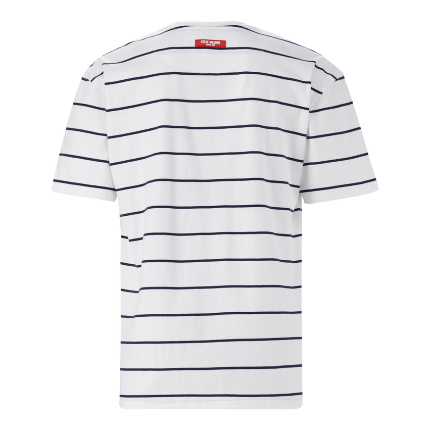 ZEE WHITE NAVY STRIPE CREW NECK T-SHIRT