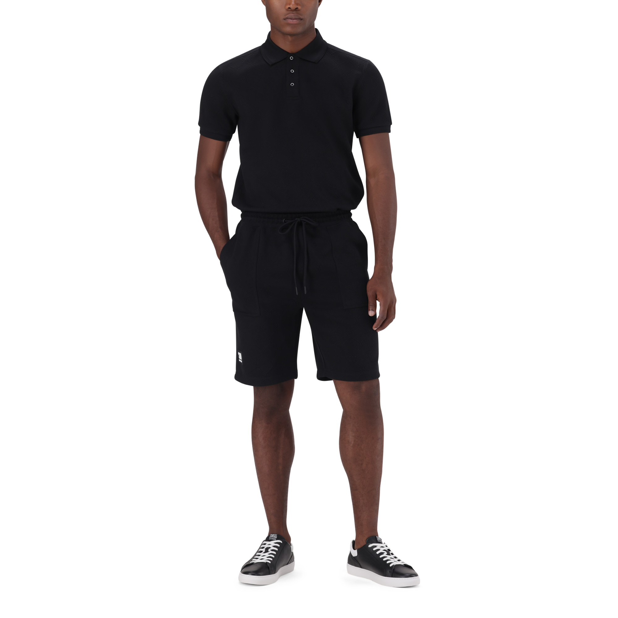 JASPER BLACK JACQUARD EMBOSSED SHORTS - view 3