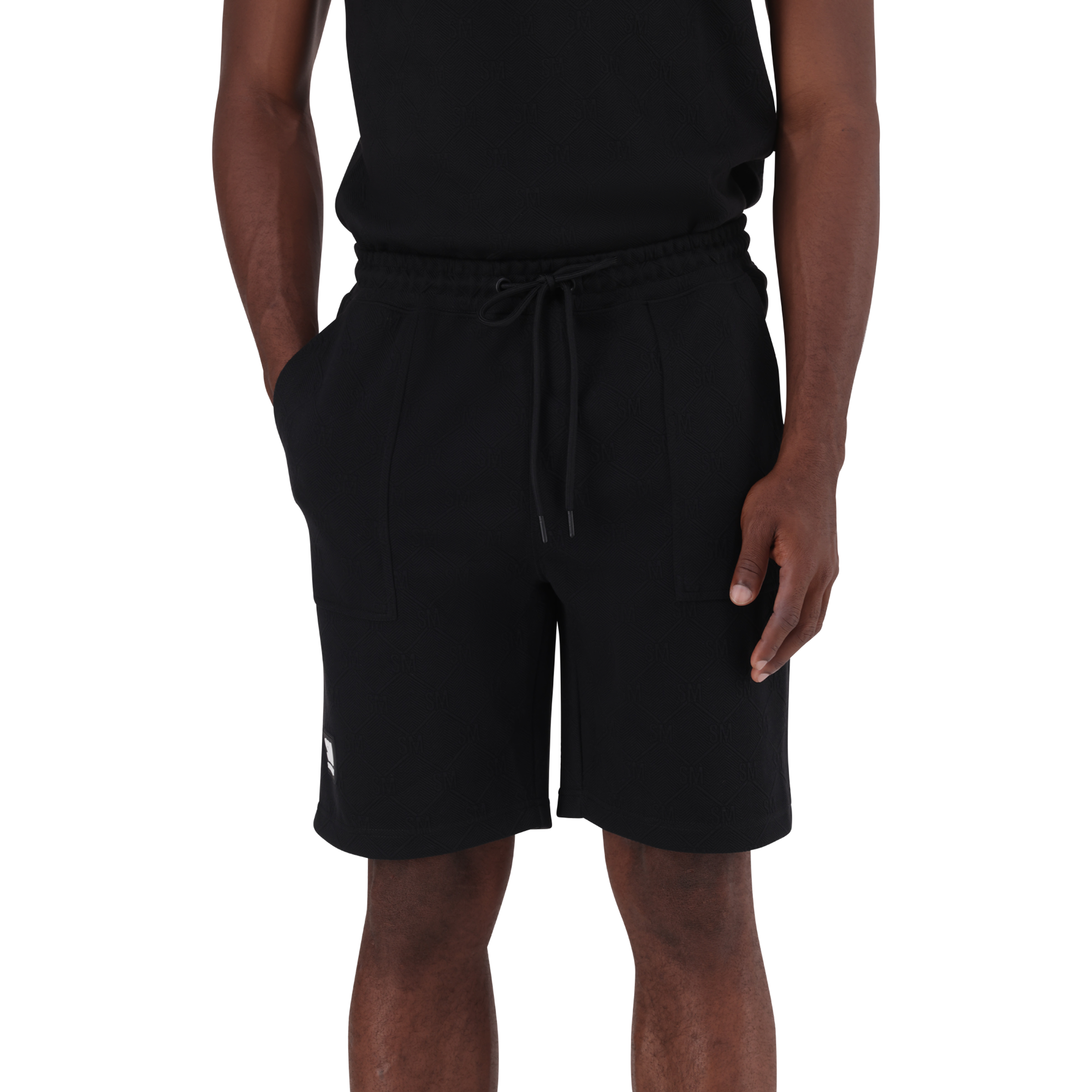 JASPER BLACK JACQUARD EMBOSSED SHORTS - view 2