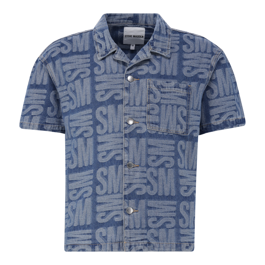 JUSTIN MID BLUE JACQUARD DENIM SHIRT