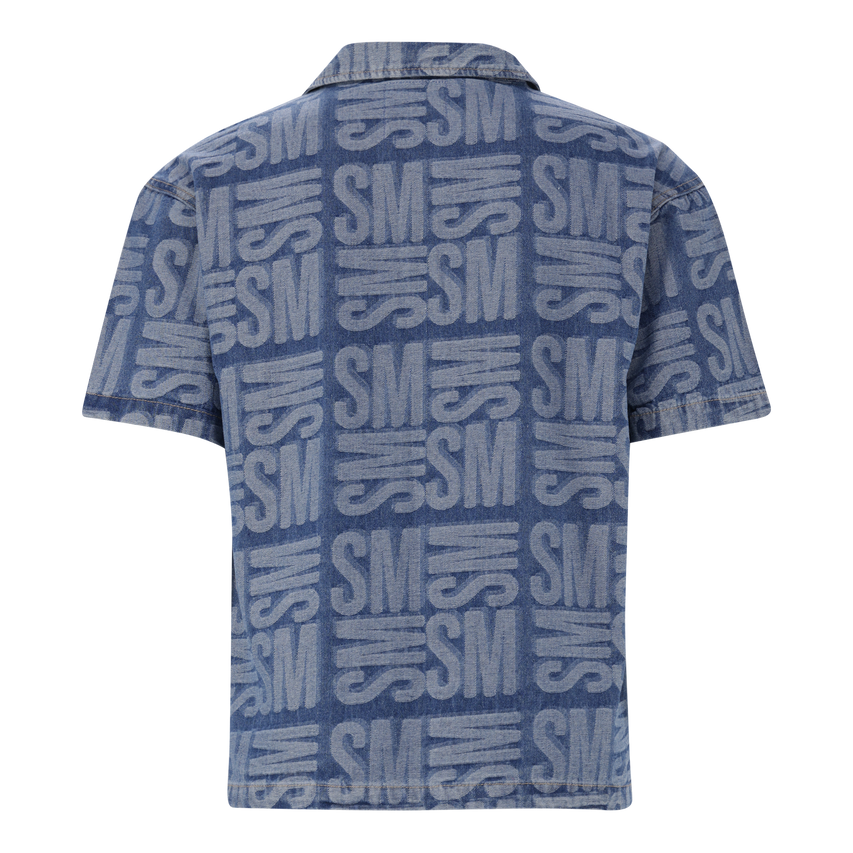 JUSTIN MID BLUE JACQUARD DENIM SHIRT