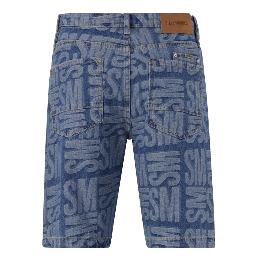 JAXSON MID BLUE JACQUARD DENIM SHORTS