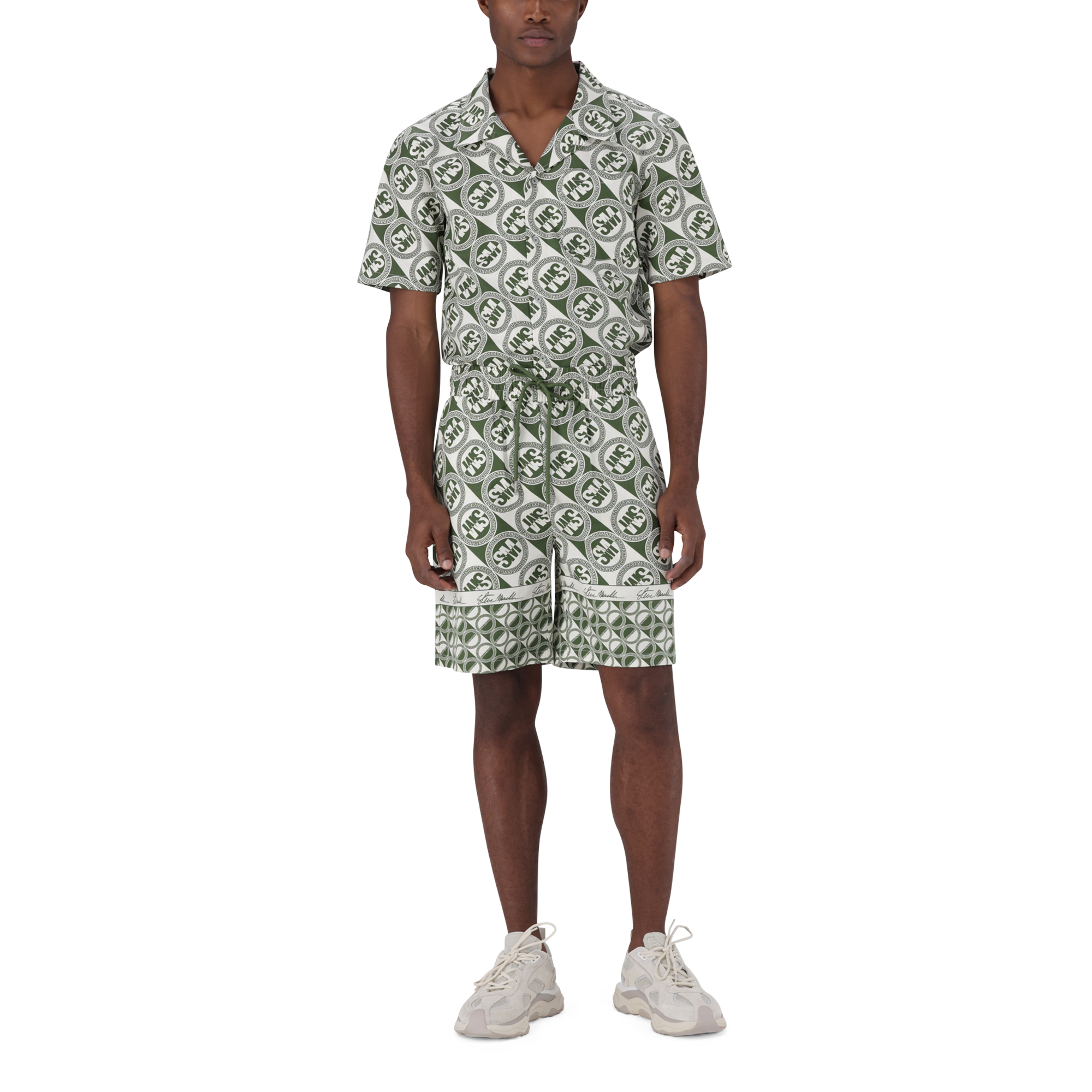 LOUIS FATIGUE/CREAM LOGO PRINTED SHORTS