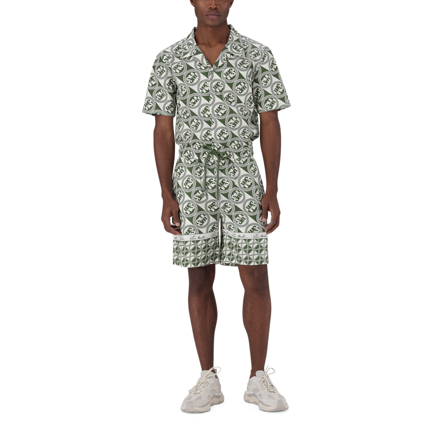LOUIS FATIGUE/CREAM LOGO PRINTED SHORTS