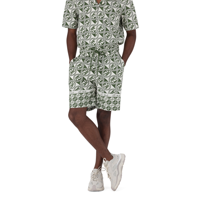 LOUIS FATIGUE/CREAM LOGO PRINTED SHORTS