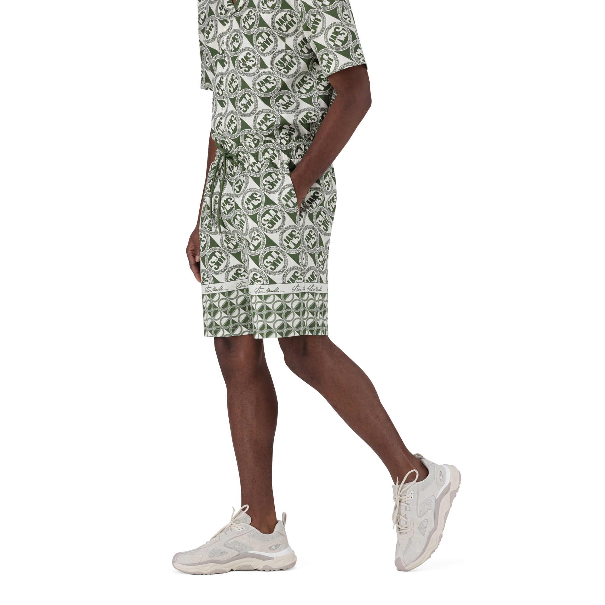 LOUIS FATIGUE/CREAM LOGO PRINTED SHORTS