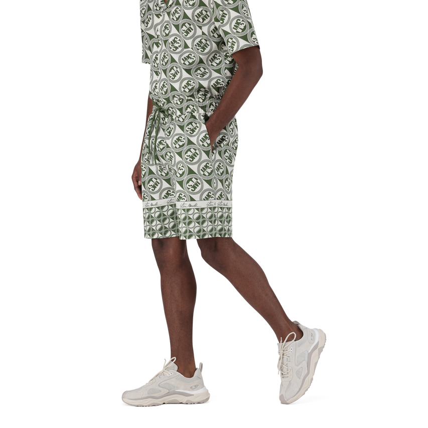 LOUIS FATIGUE/CREAM LOGO PRINTED SHORTS
