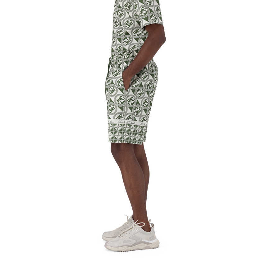 LOUIS FATIGUE/CREAM LOGO PRINTED SHORTS