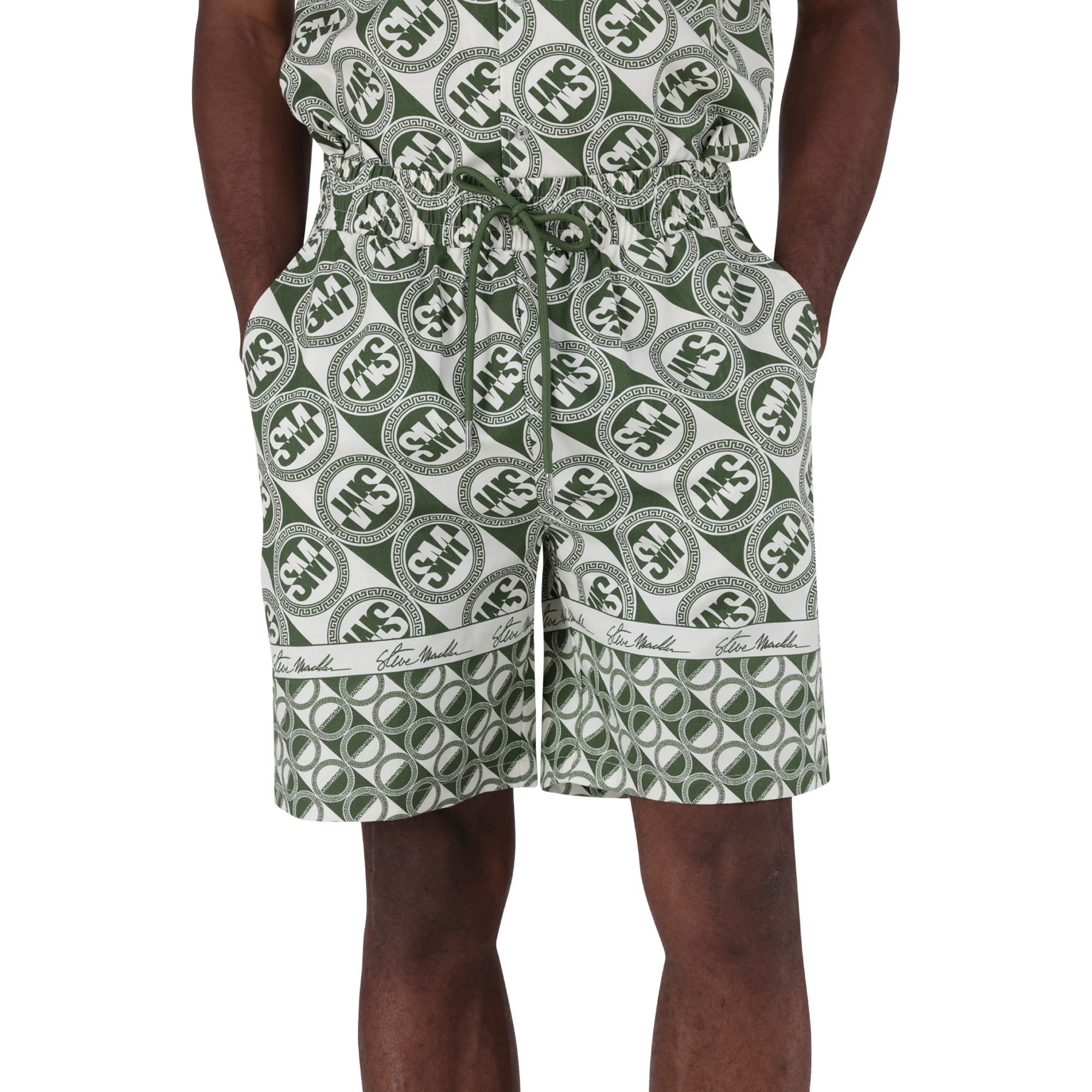 LOUIS FATIGUE/CREAM LOGO PRINTED SHORTS