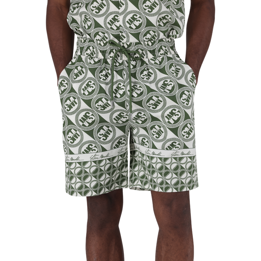 LOUIS FATIGUE/CREAM LOGO PRINTED SHORTS