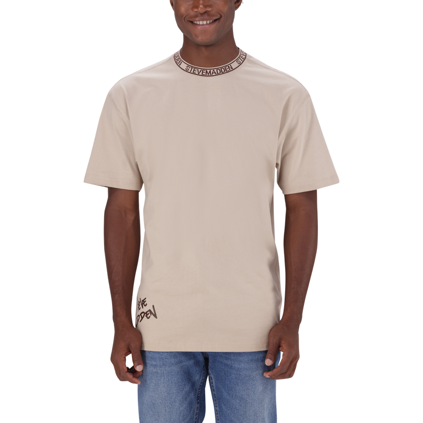 LANDON NEUTRAL LOGO TRIMMED T-SHIRT
