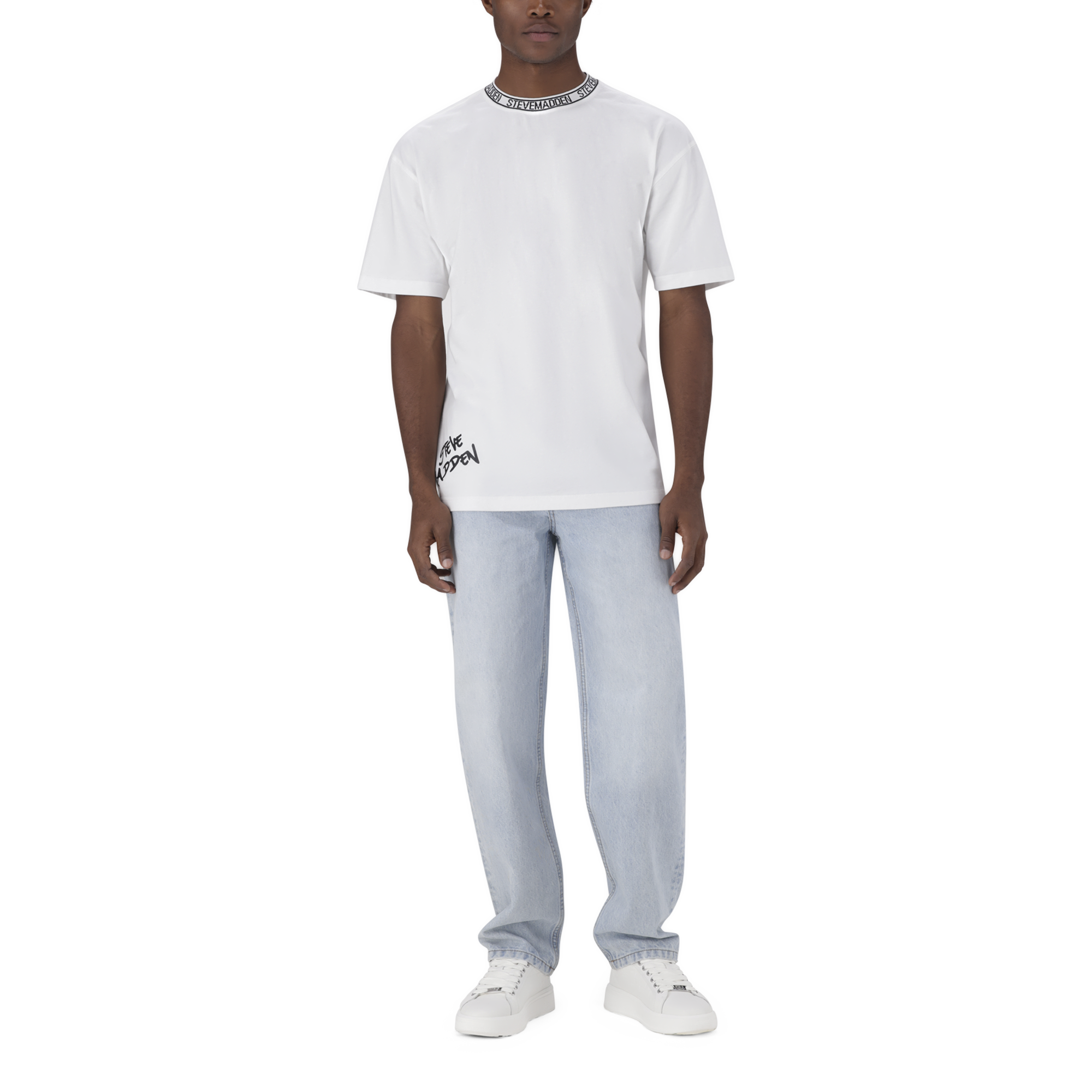 LANDON WHITE LOGO TRIMMED T-SHIRT