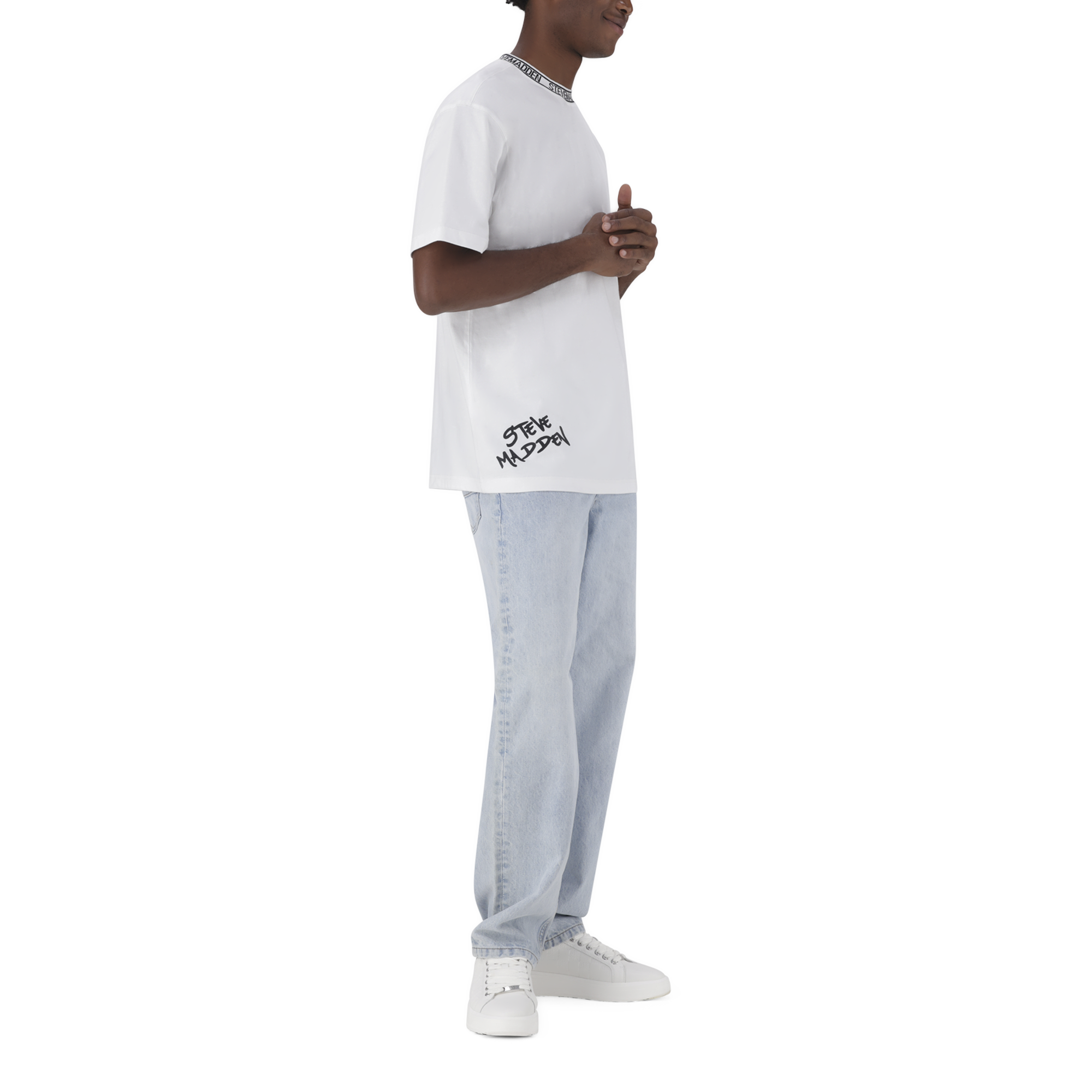 LANDON WHITE LOGO TRIMMED T-SHIRT