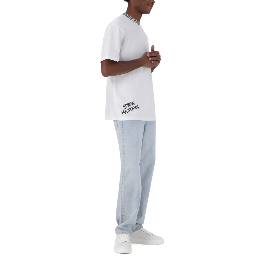 LANDON WHITE LOGO TRIMMED T-SHIRT