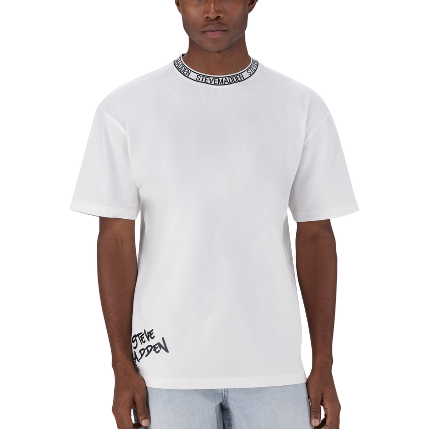 LANDON WHITE LOGO TRIMMED T-SHIRT