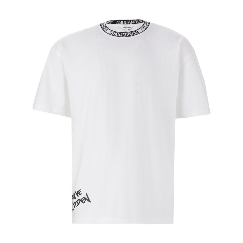 LANDON WHITE LOGO TRIMMED T-SHIRT