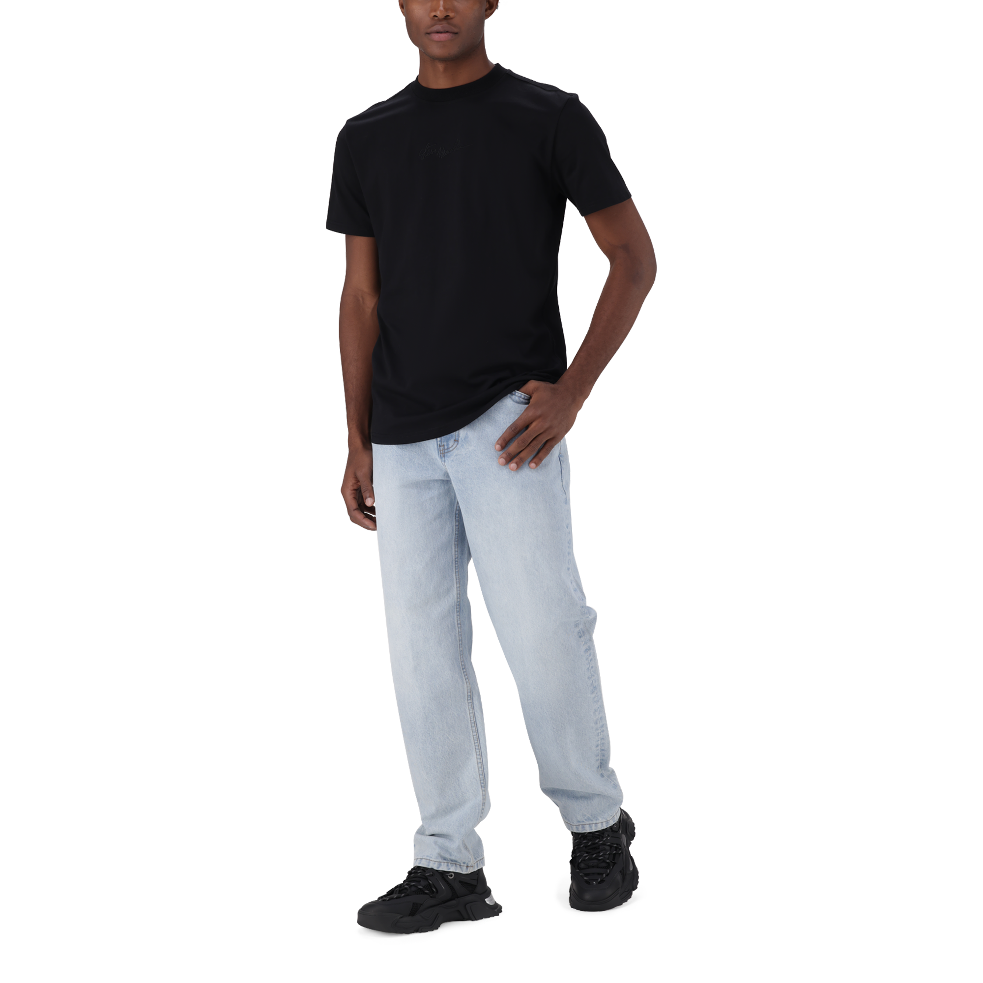JAX BLACK CREW NECK LOGO T-SHIRT