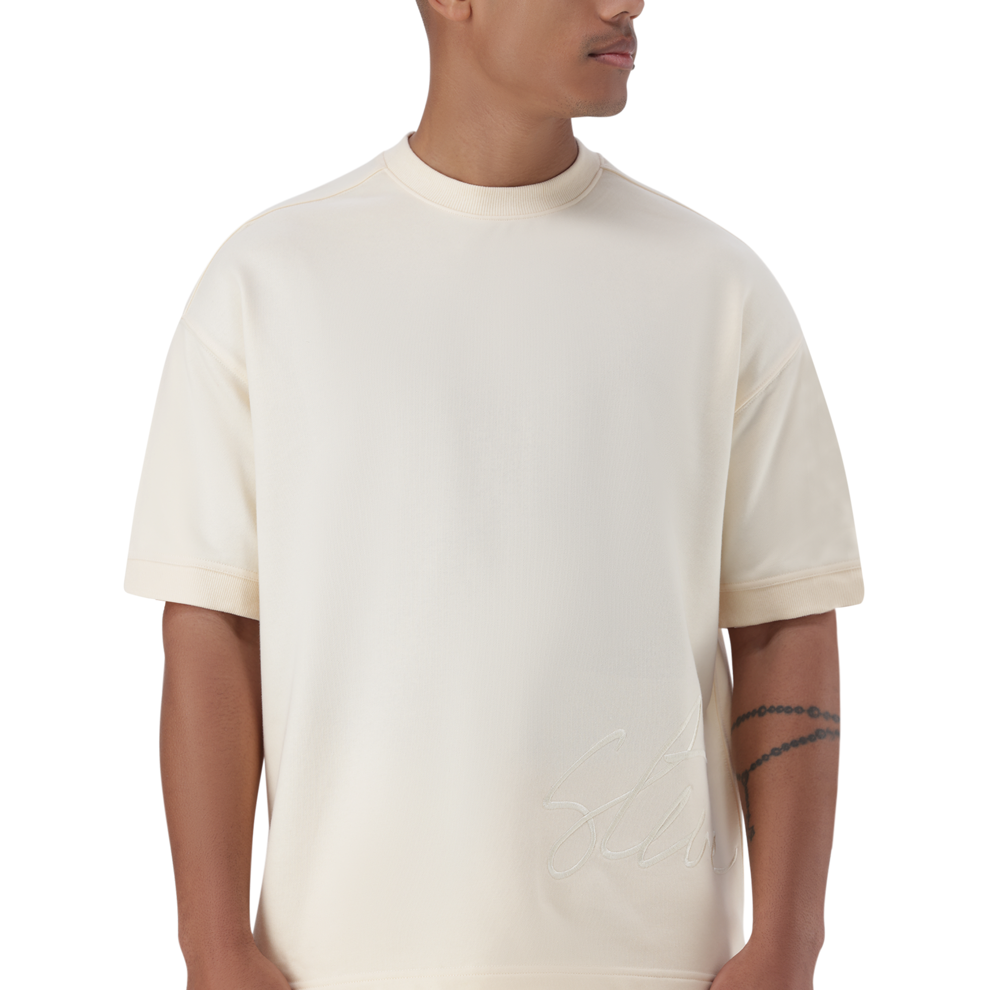 RUSH ECRU CREW NECK T-SHIRT