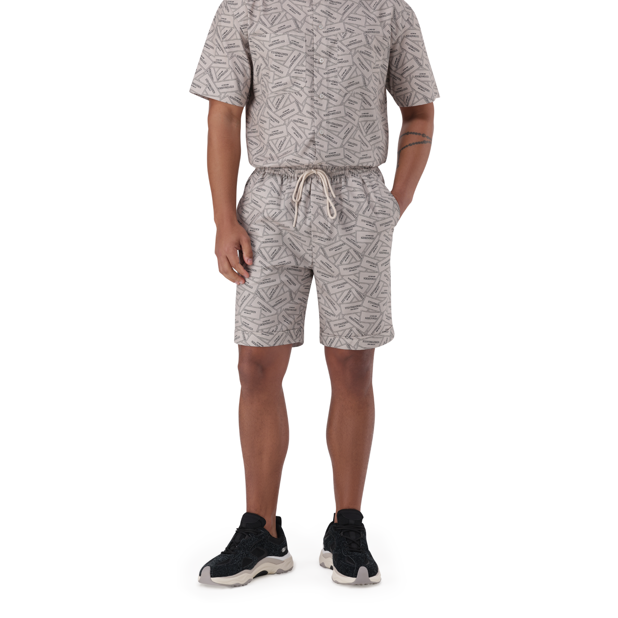 LEWIS KHAKI PRINTED SHORTS - view 2