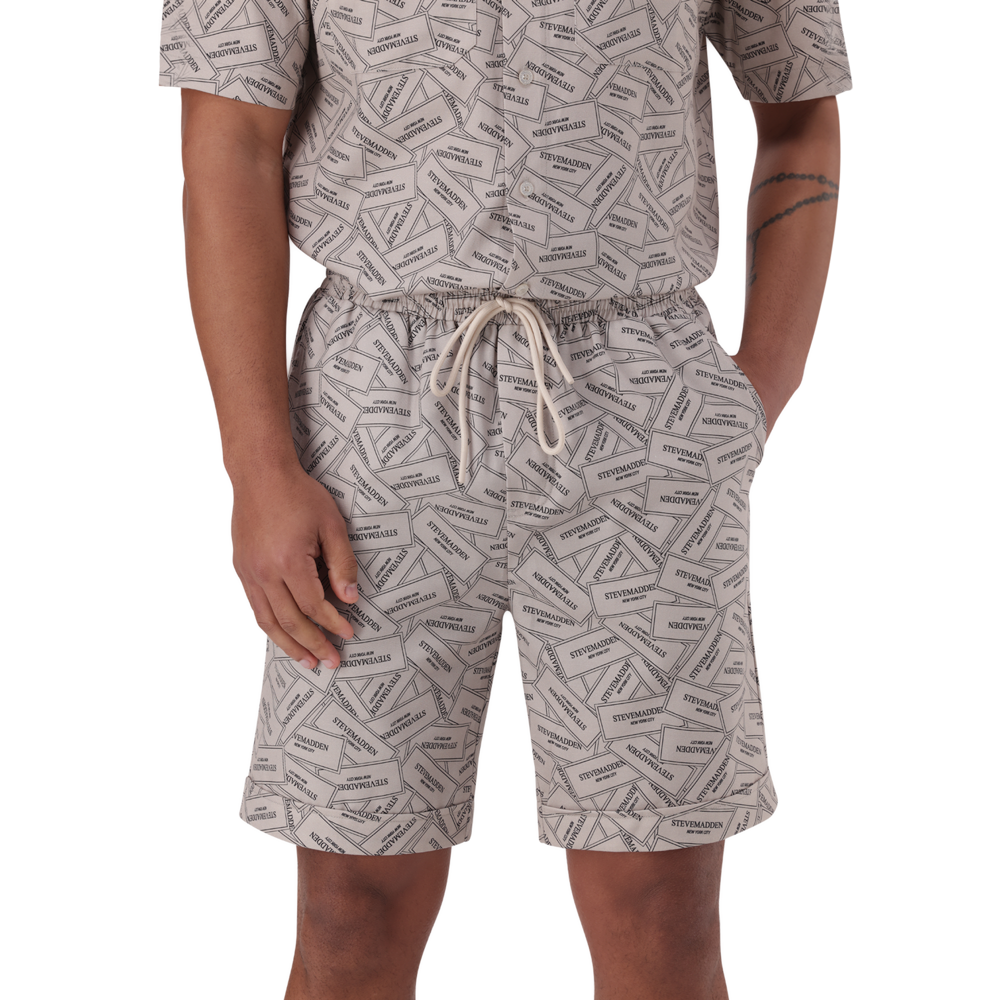 LEWIS KHAKI PRINTED SHORTS