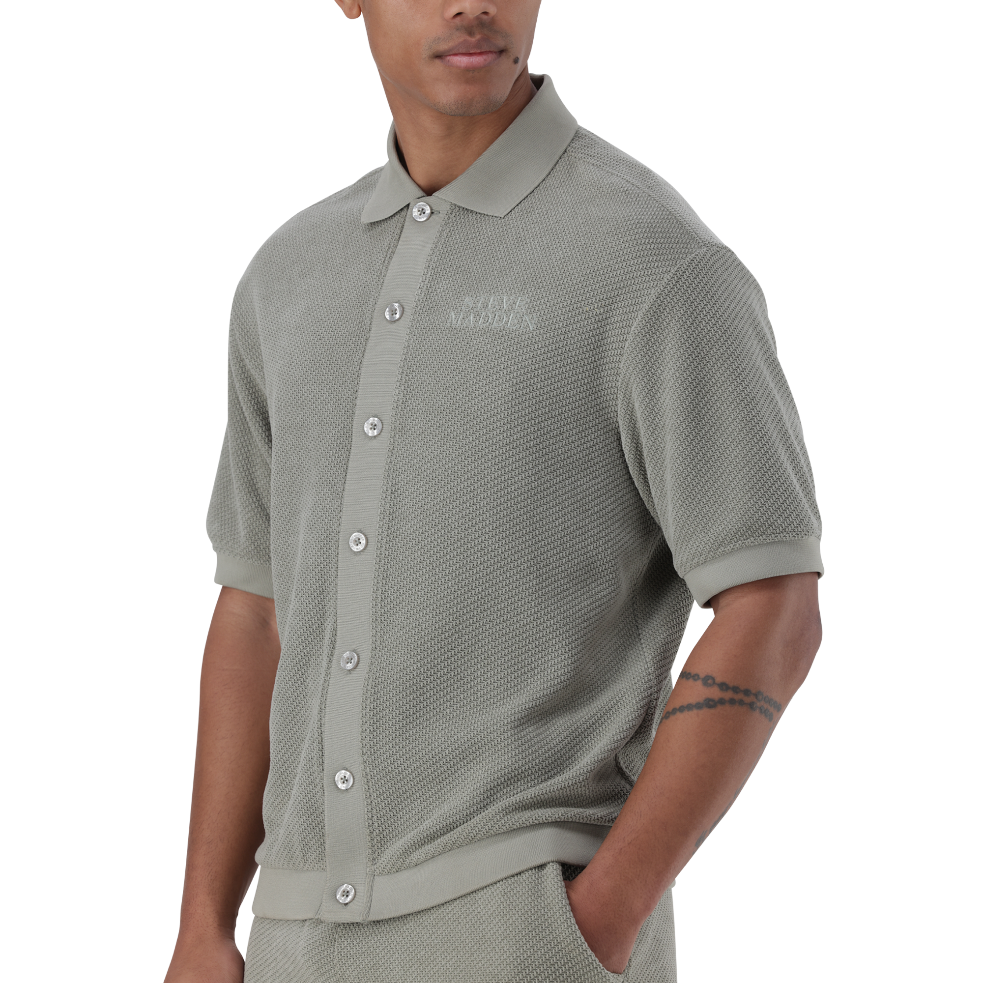 CASSIAN SAGE CROCHET SHIRT