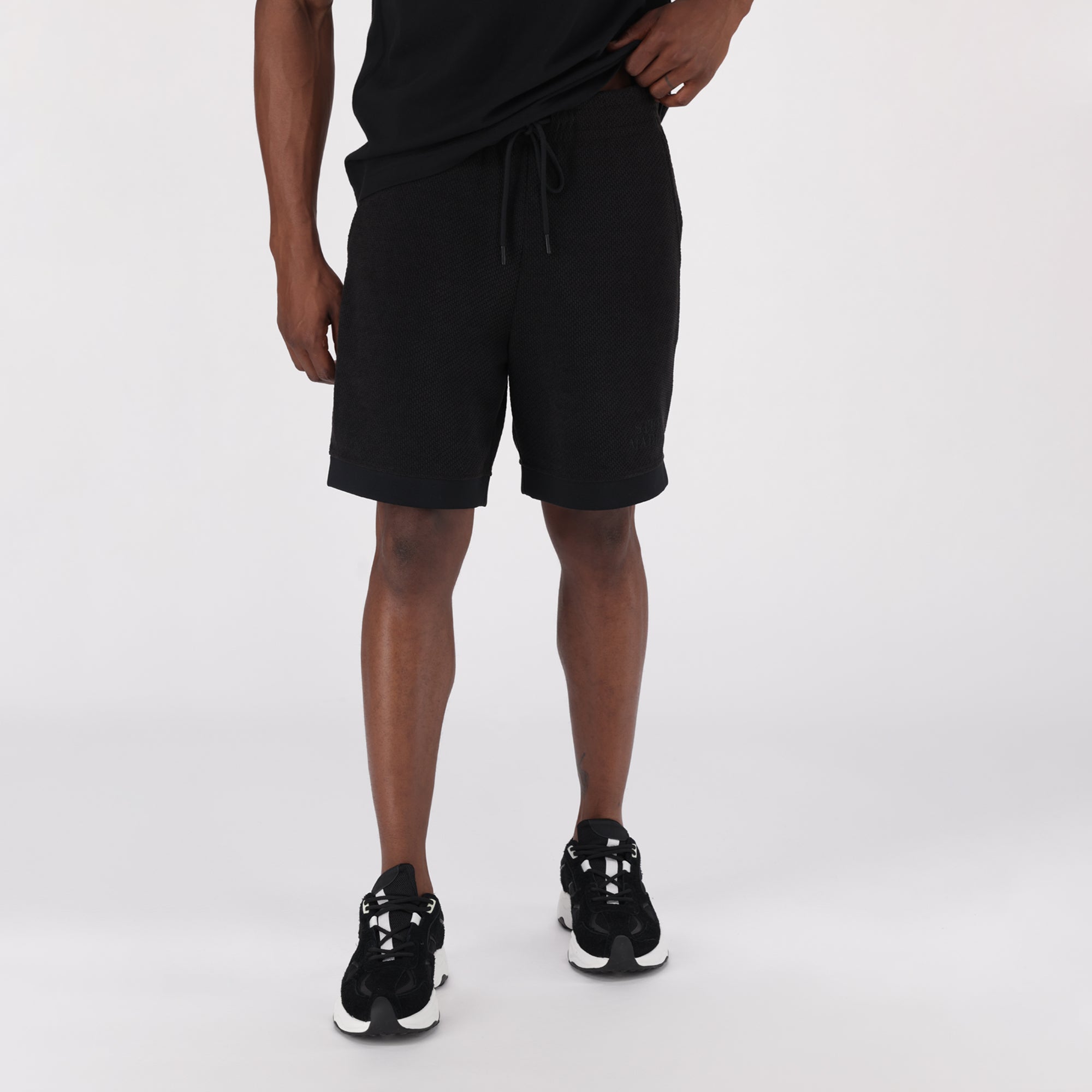 HARVEY BLACK CROCHET SHORTS