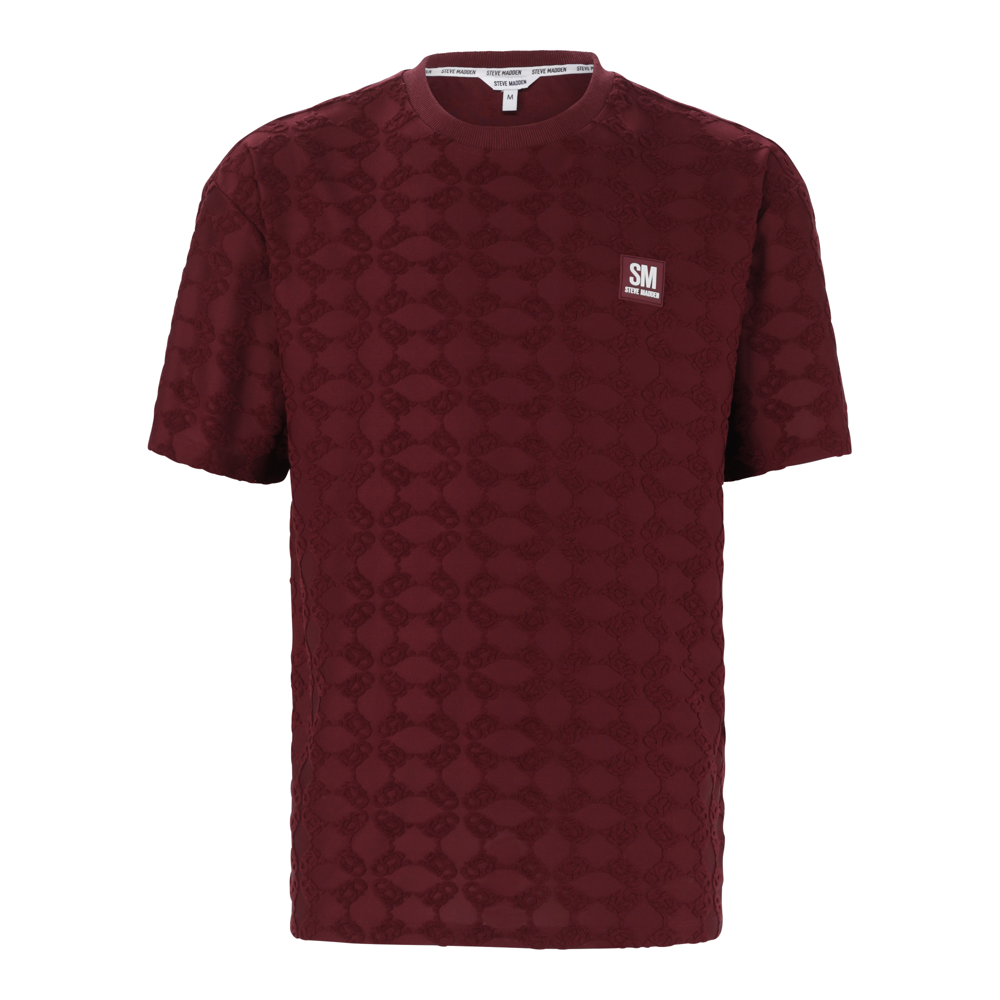 BRAN BURGUNDY EMBOSSED T-SHIRT