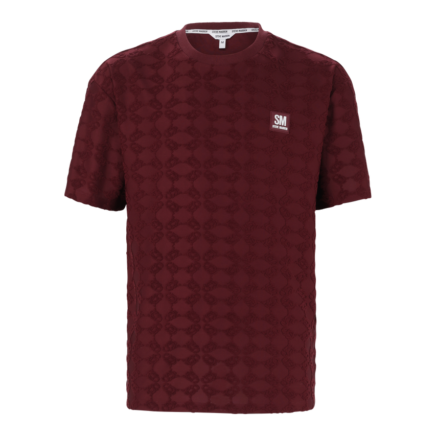 BRAN BURGUNDY EMBOSSED T-SHIRT