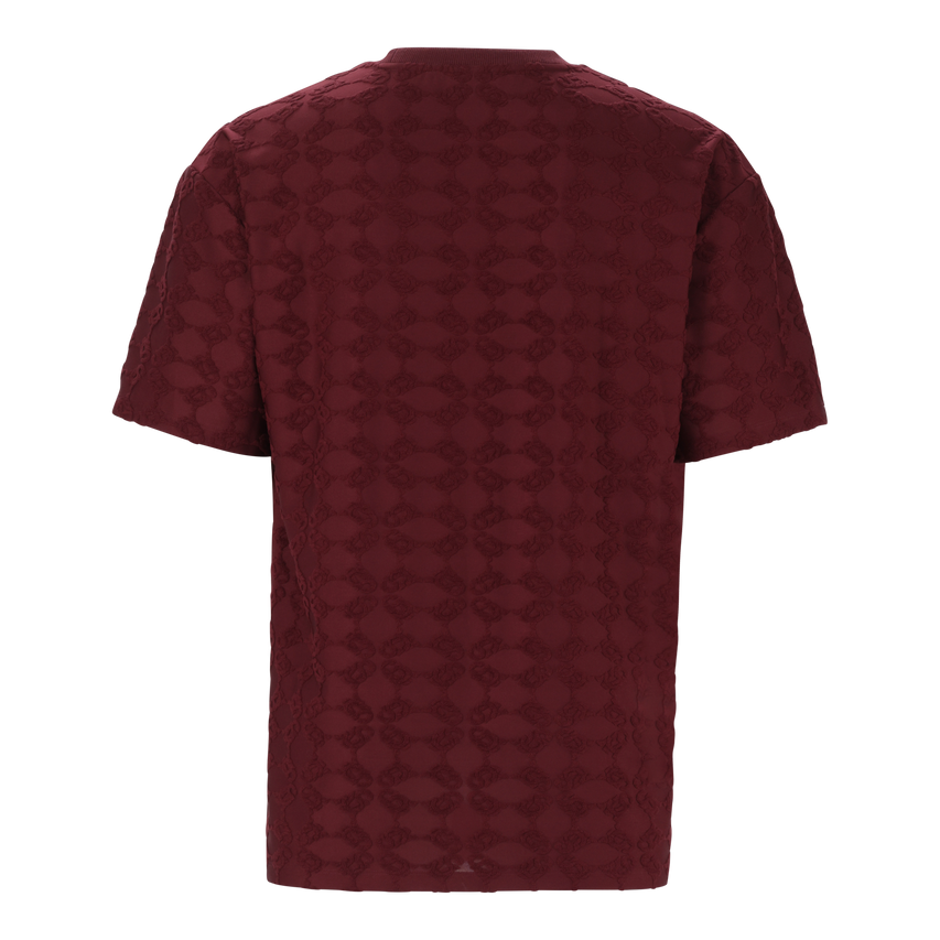 BRAN BURGUNDY EMBOSSED T-SHIRT