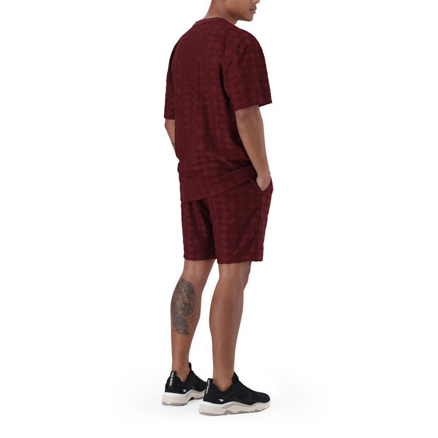 BRAN BURGUNDY EMBOSSED T-SHIRT