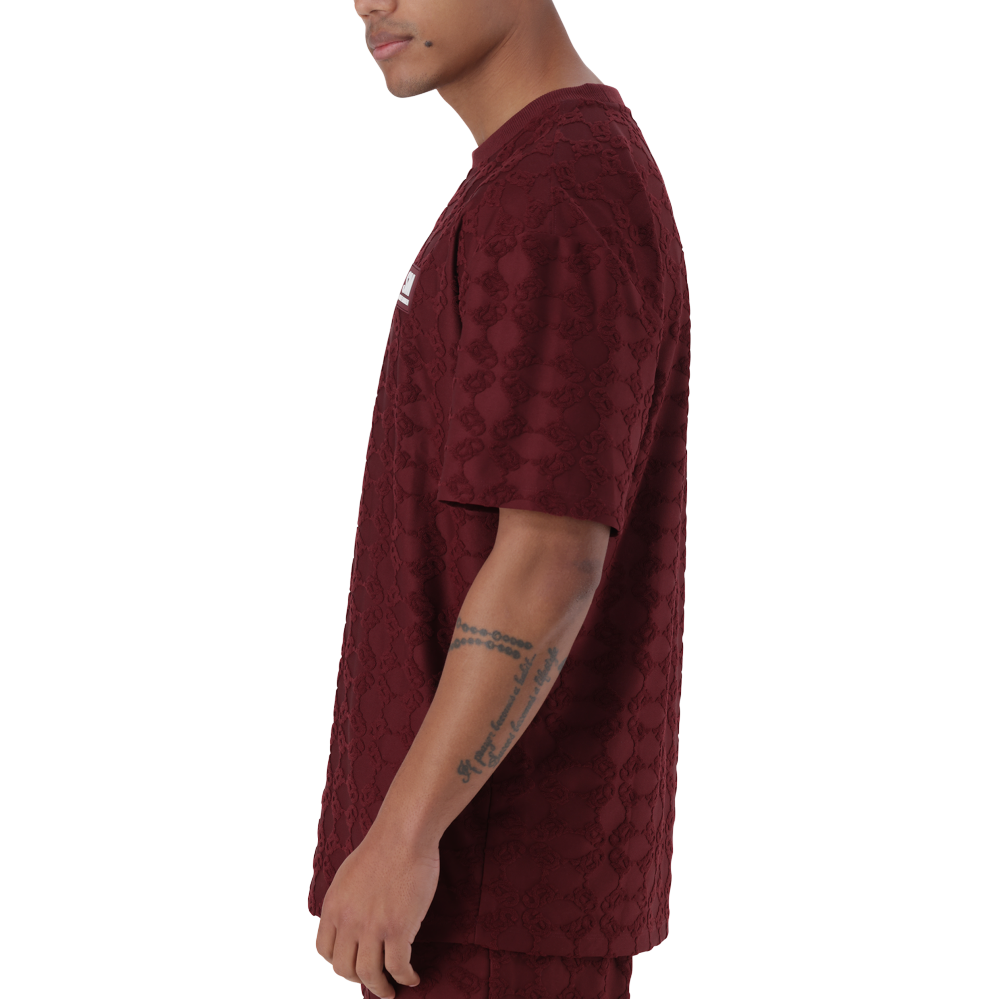 BRAN BURGUNDY EMBOSSED T-SHIRT