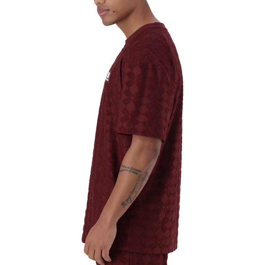 BRAN BURGUNDY EMBOSSED T-SHIRT