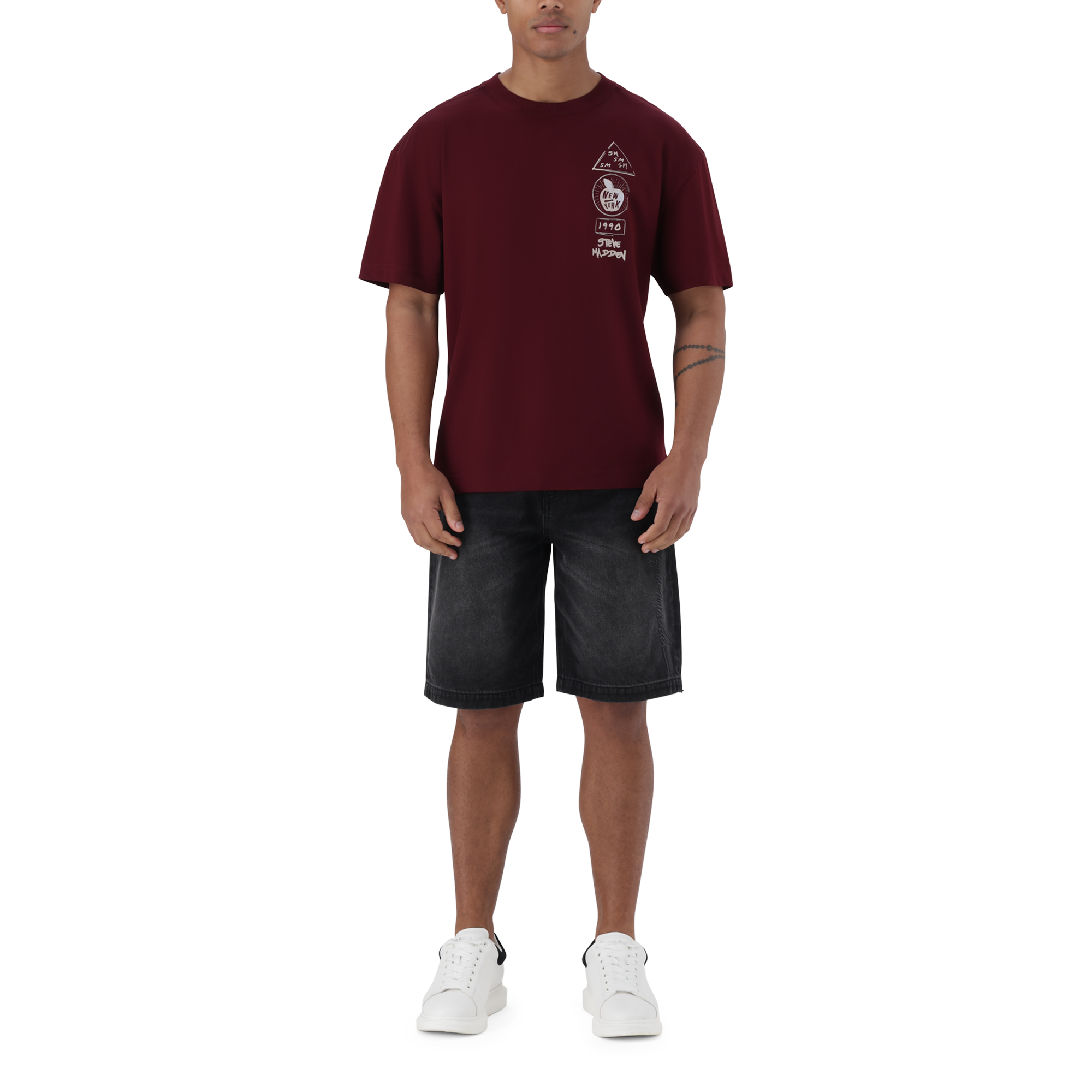 MIKE BURGUNDY CREW NECK T-SHIRT