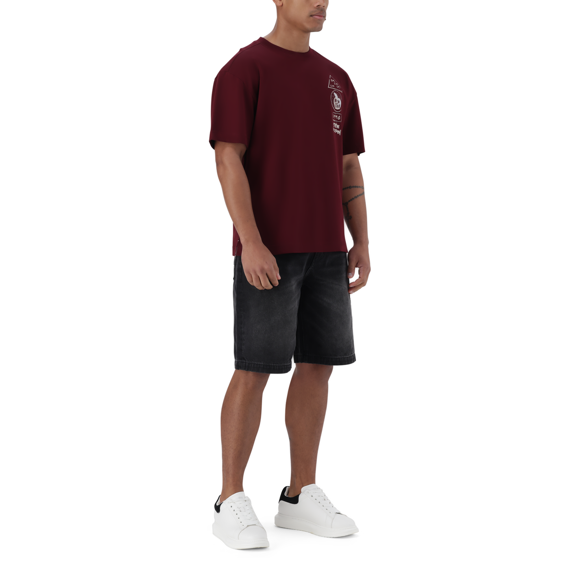 MIKE BURGUNDY CREW NECK T-SHIRT