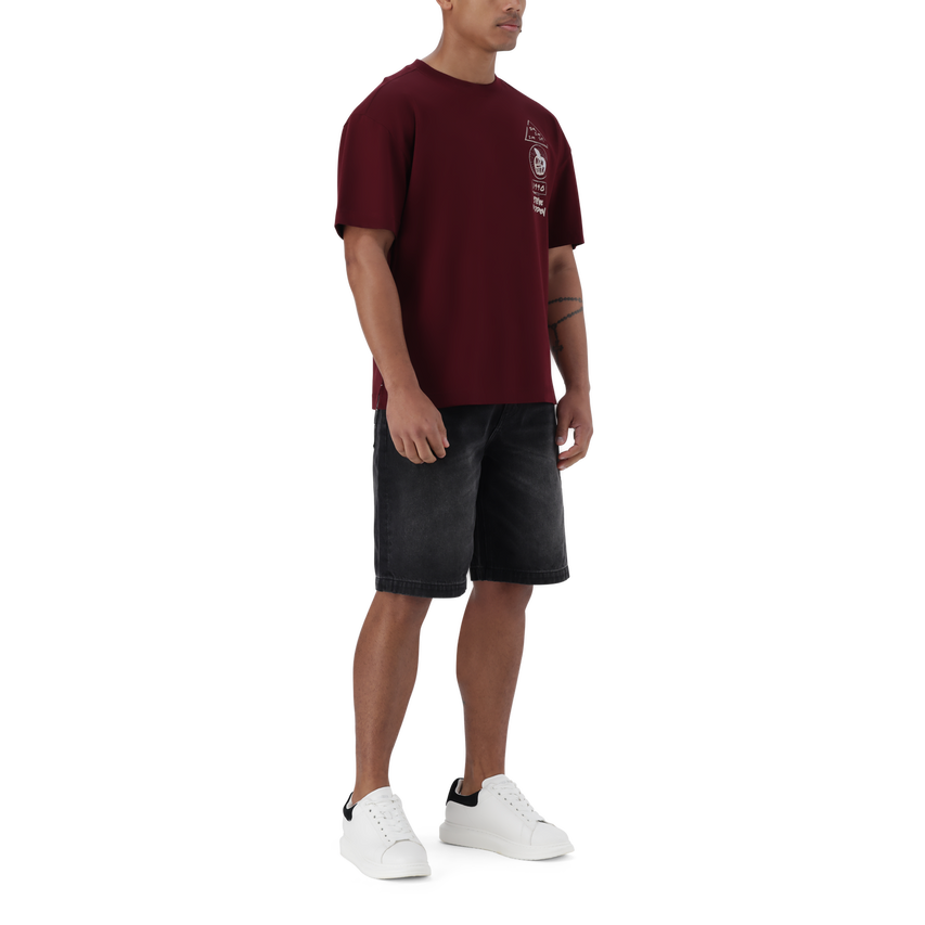 MIKE BURGUNDY CREW NECK T-SHIRT