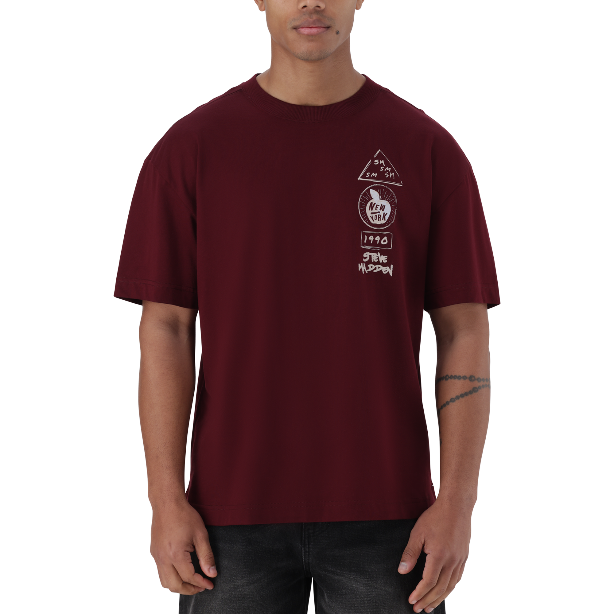 MIKE BURGUNDY CREW NECK T-SHIRT