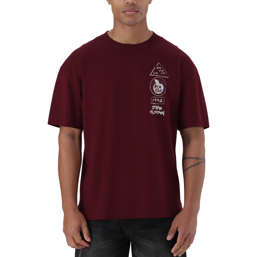 MIKE BURGUNDY CREW NECK T-SHIRT